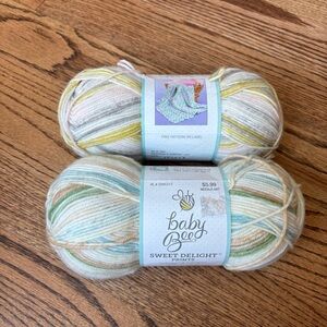 Hobby Lobby Baby Bee Yarn Lot of 2 Acrylic White Pink Blue 3 Weight Polymide